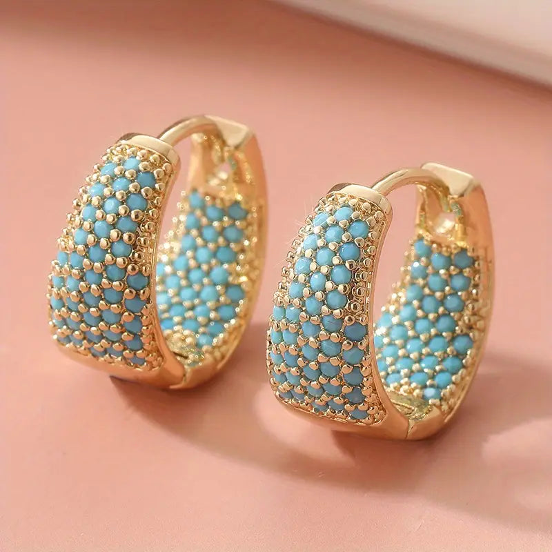 Aros con cuentas turquesa de tono dorado | Oro