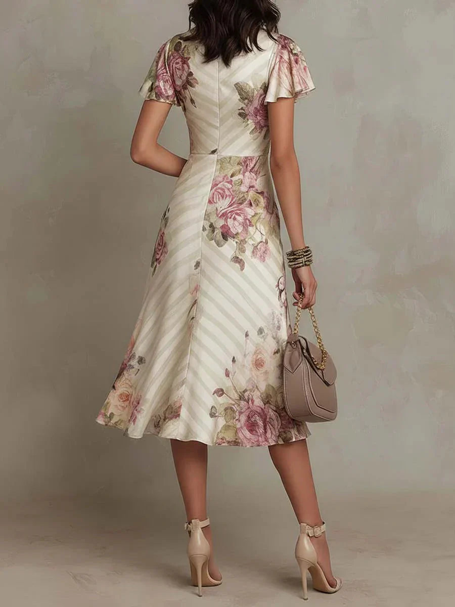 Alba™ | Vestido midi elegante de estilo retro con estampado floral