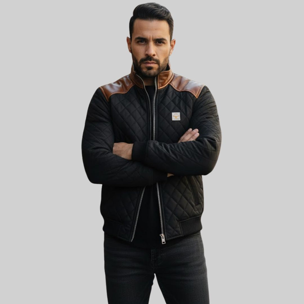 MATIAS | Chaqueta Acolchada Con Hombros De Cuero