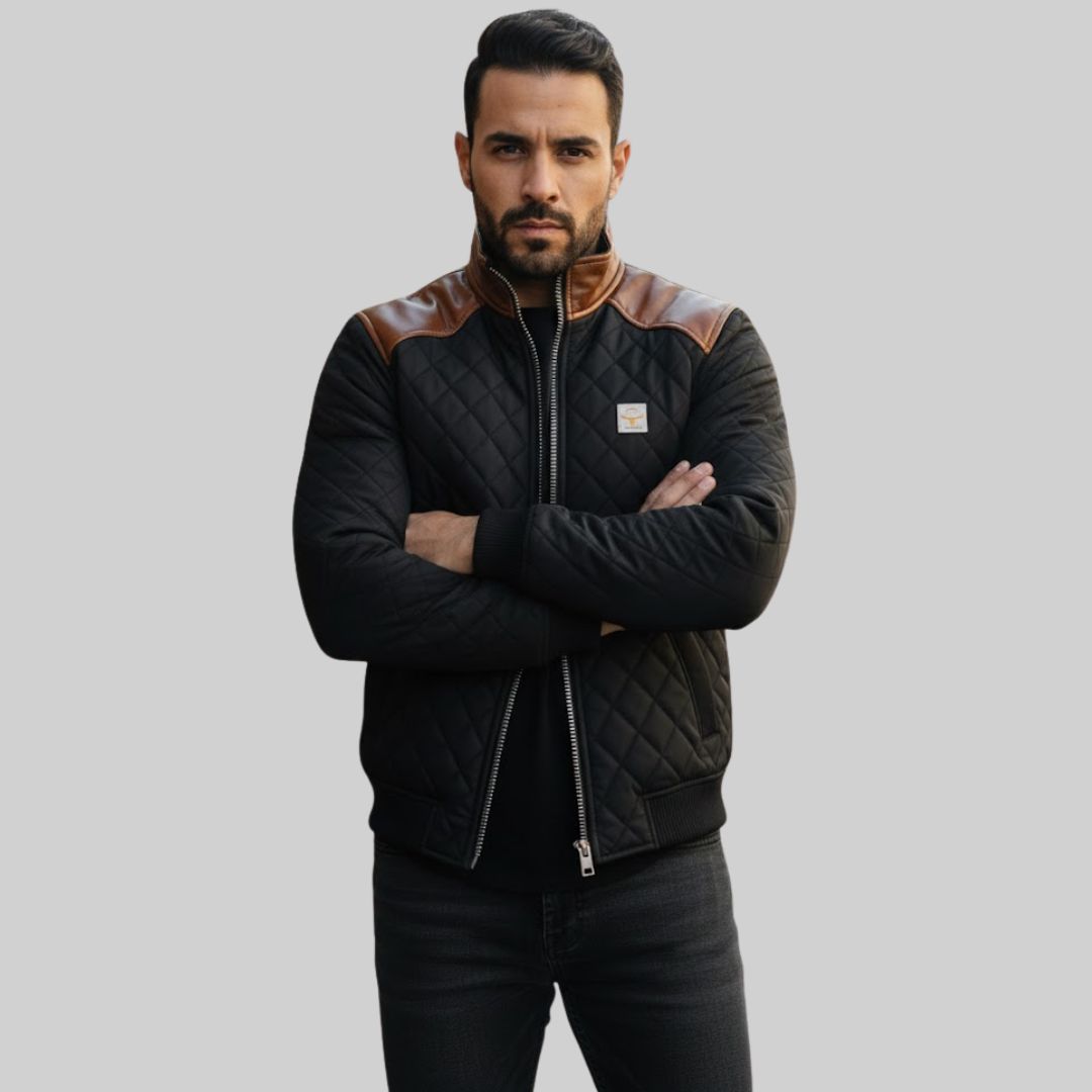 MATIAS | Chaqueta Acolchada Con Hombros De Cuero