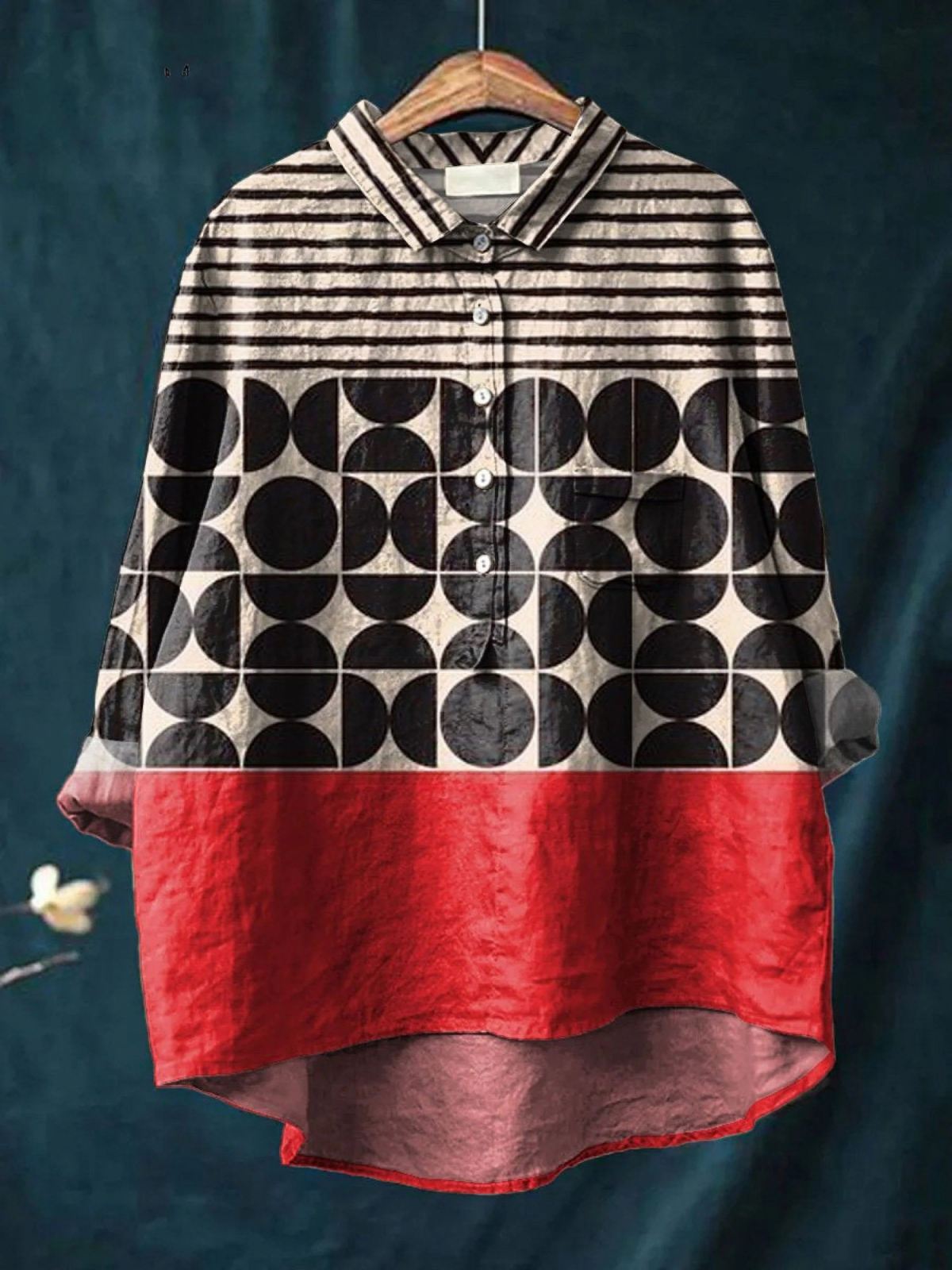 Freya | Camisa casual para mujer con estampado geométrico de Artistry