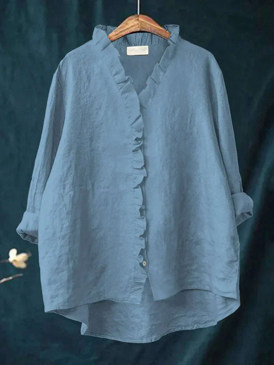 Lia | Blusa de lino y algodón con volantes