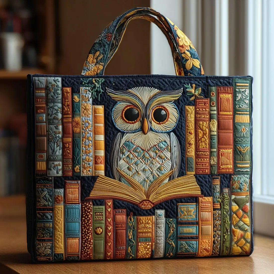 Bolso hecho a mano - búho lector