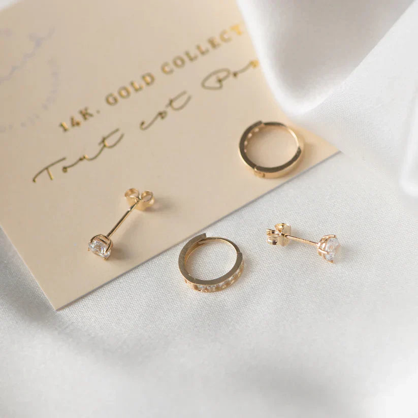 Conjunto de pendientes con piedras Dara Brillane | Oro