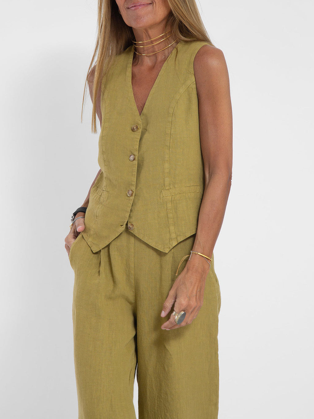 Aira – Conjunto elegante de dos piezas con chaleco y pantalón de pierna ancha