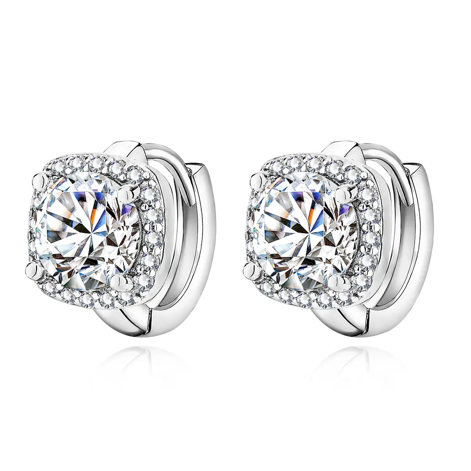 Pendientes Nadine en forma cuadrada | Oro blanco