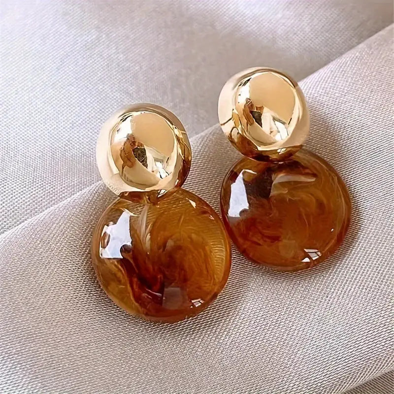 Pendientes colgantes de ámbar Aurélie | Oro