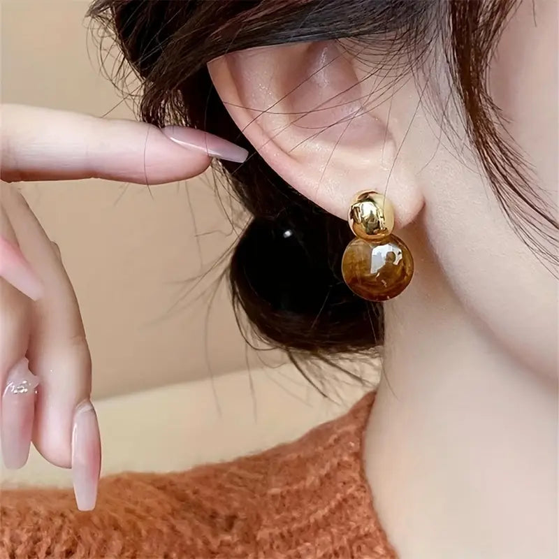 Pendientes colgantes de ámbar Aurélie | Oro