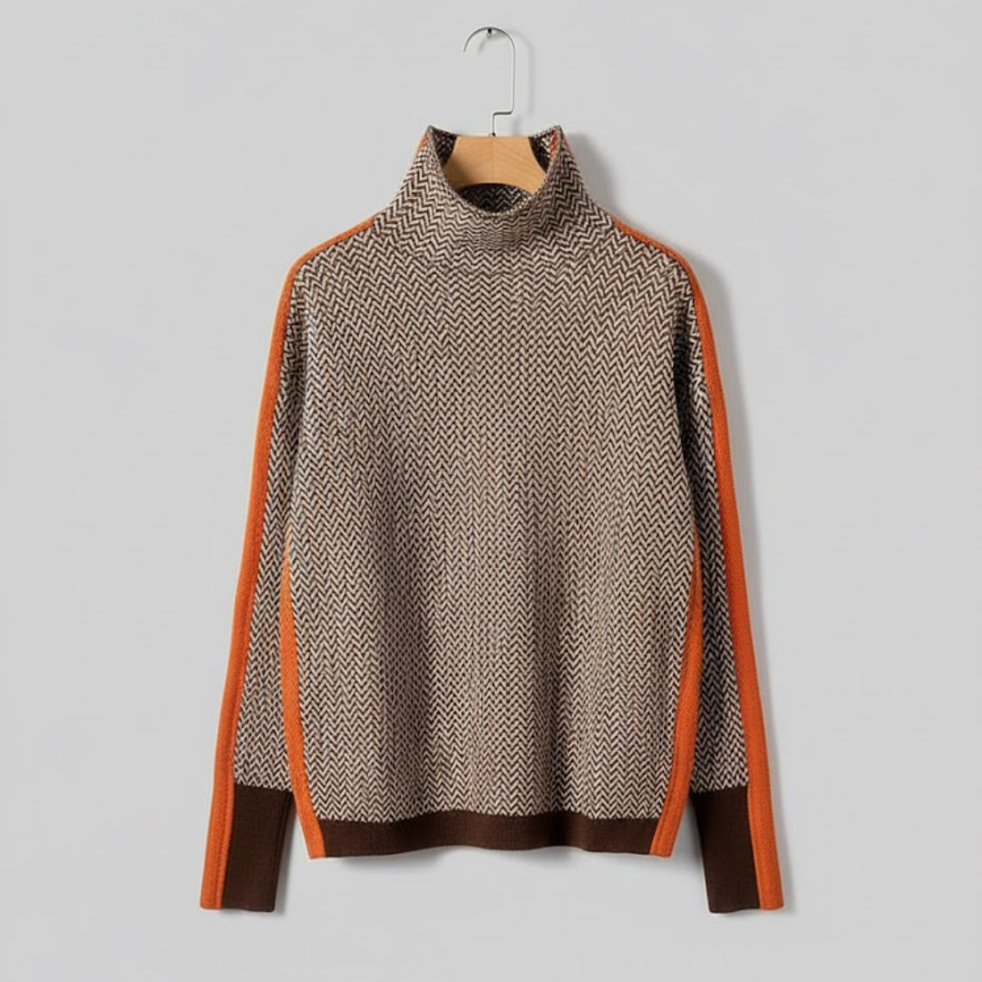 CLEMENCIA | Suéter De Cuello Alto Con Rayas En Contraste