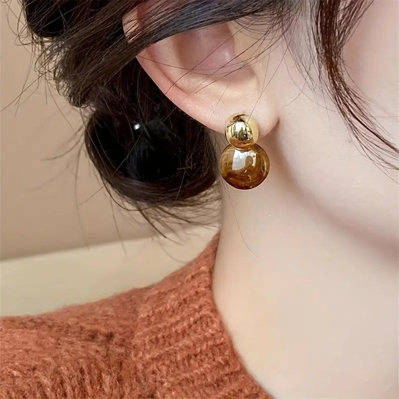 Pendientes colgantes de ámbar Aurélie | Oro