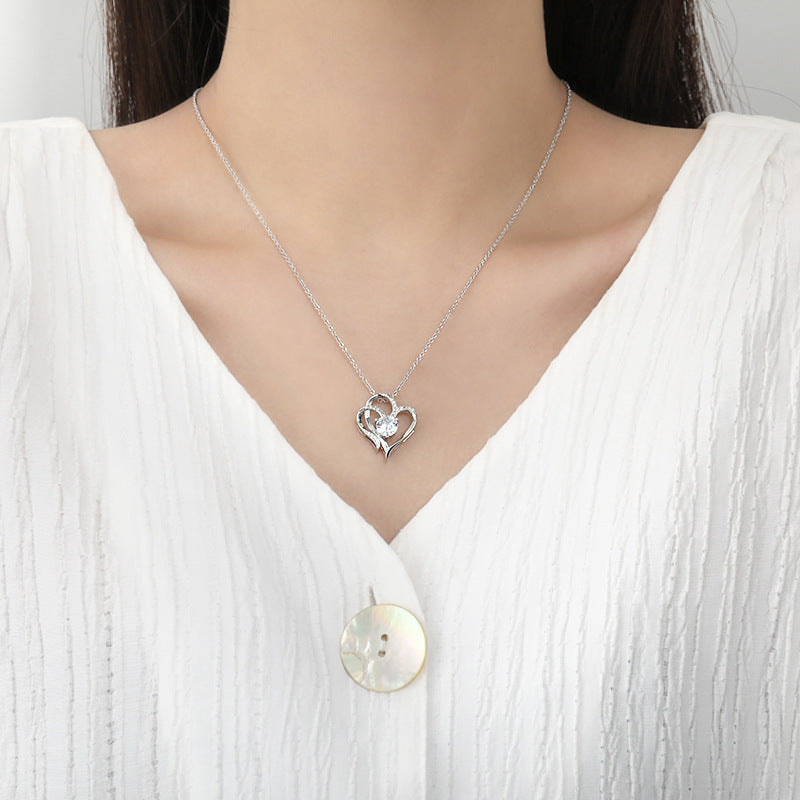 Collar Con Colgante De Doble Corazón Y Circonitas