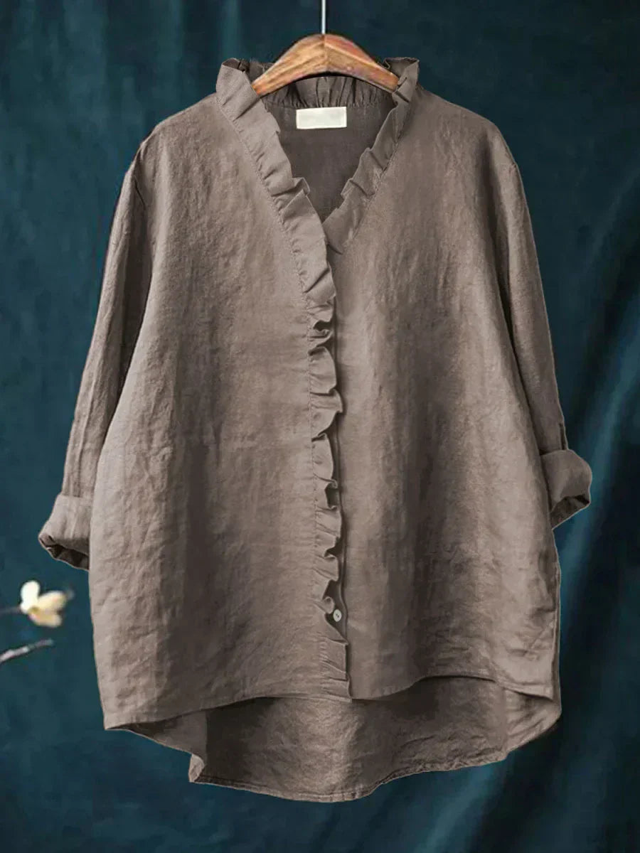 Lia | Blusa de lino y algodón con volantes