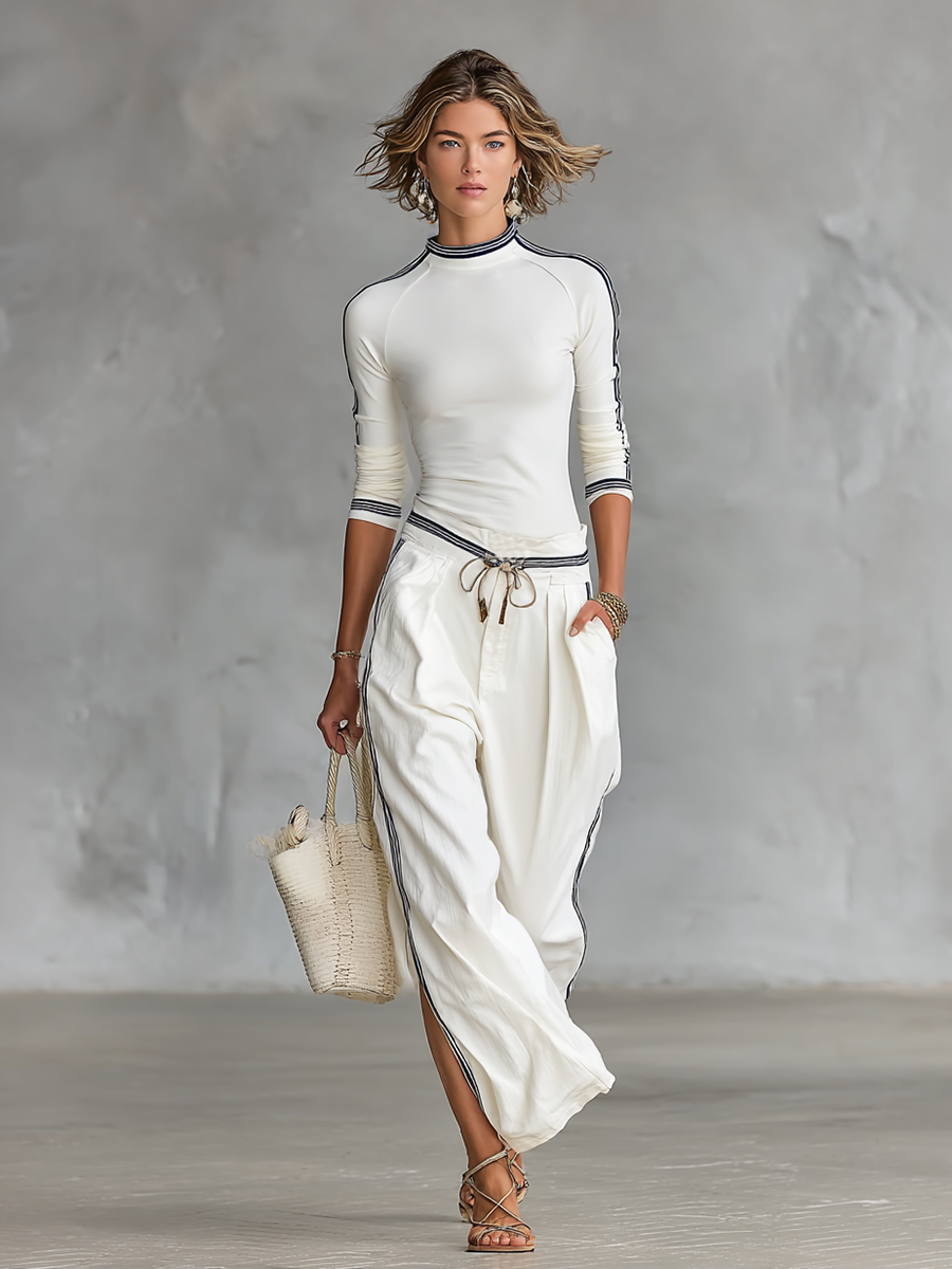 Conjunto deportivo, pantalón ancho con cordón