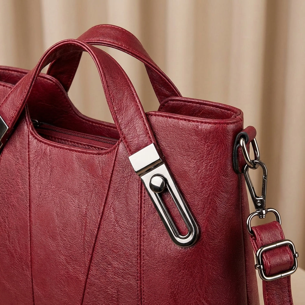 Bolso de cuero color siena
