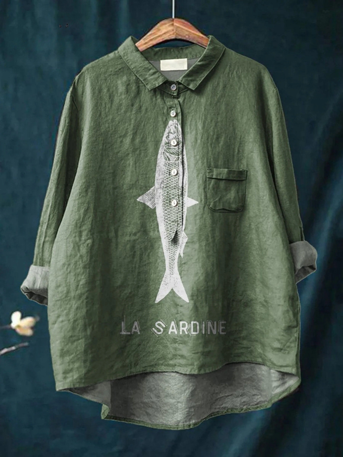 Sofía | Camisa casual para mujer con estampado de sardinas