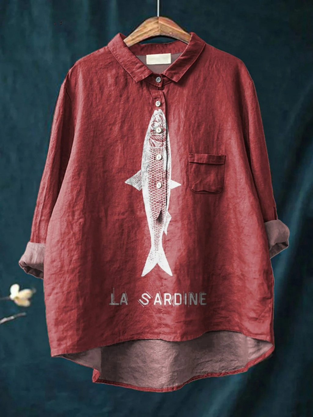 Sofía | Camisa casual para mujer con estampado de sardinas