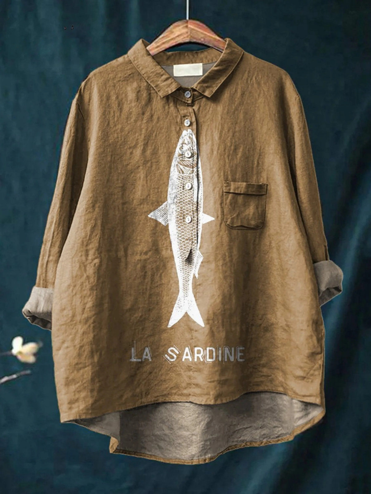 Sofía | Camisa casual para mujer con estampado de sardinas
