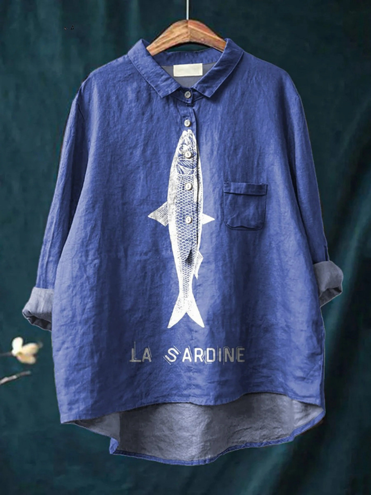 Sofía | Camisa casual para mujer con estampado de sardinas