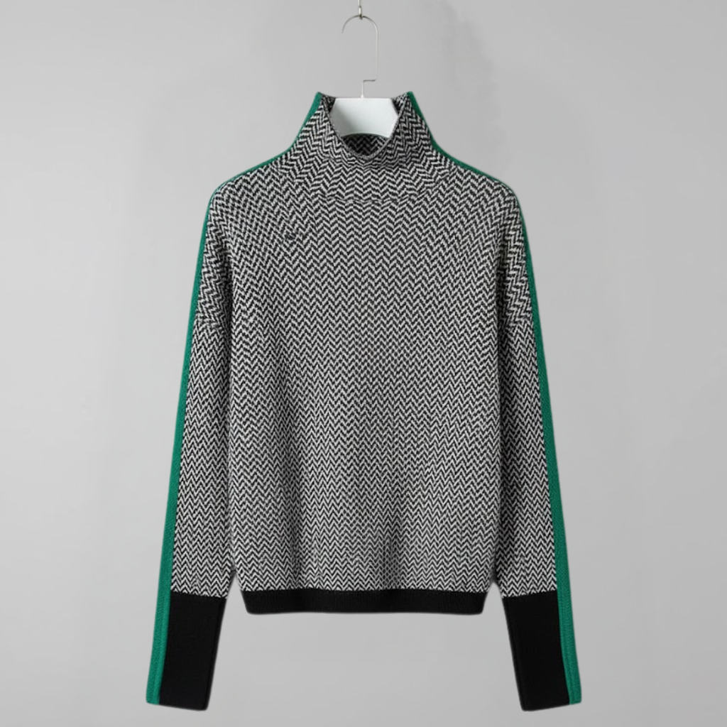 CLEMENCIA | Suéter De Cuello Alto Con Rayas En Contraste