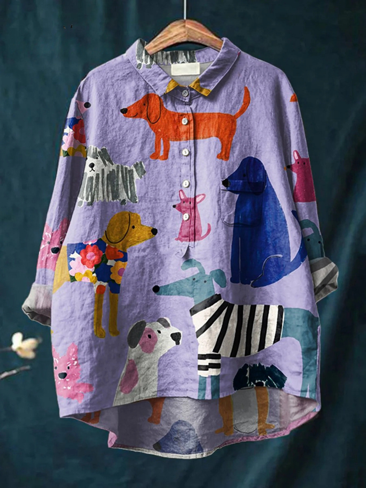 Julia | Camiseta casual con estampado de arte canino para mujer