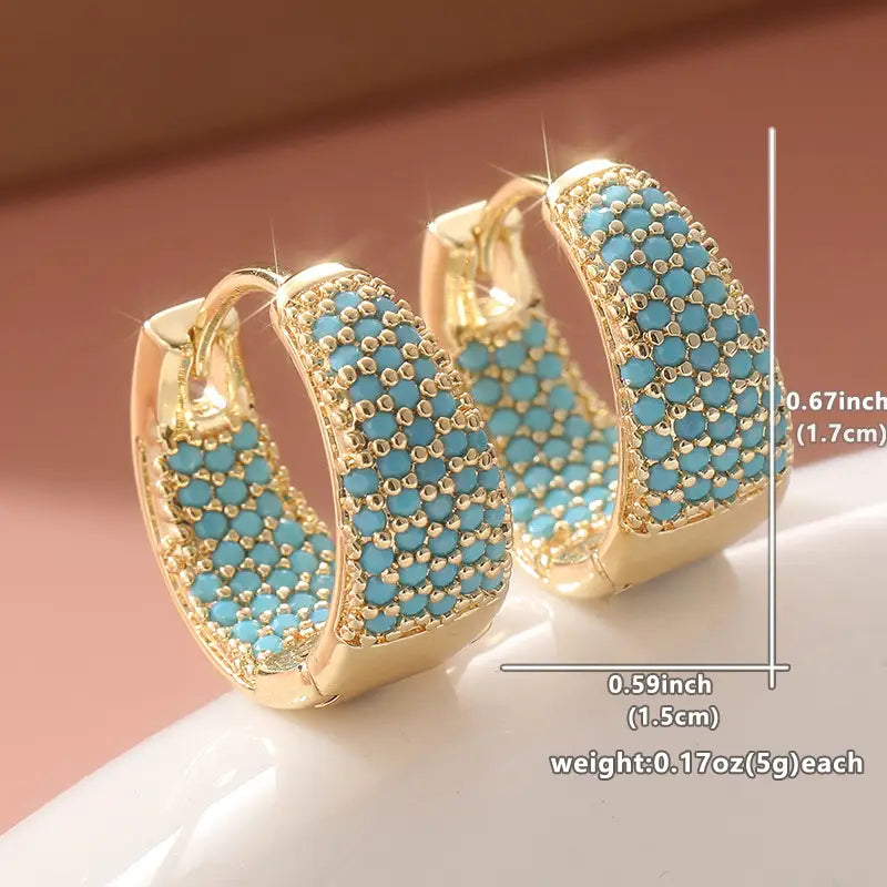Aros con cuentas turquesa de tono dorado | Oro