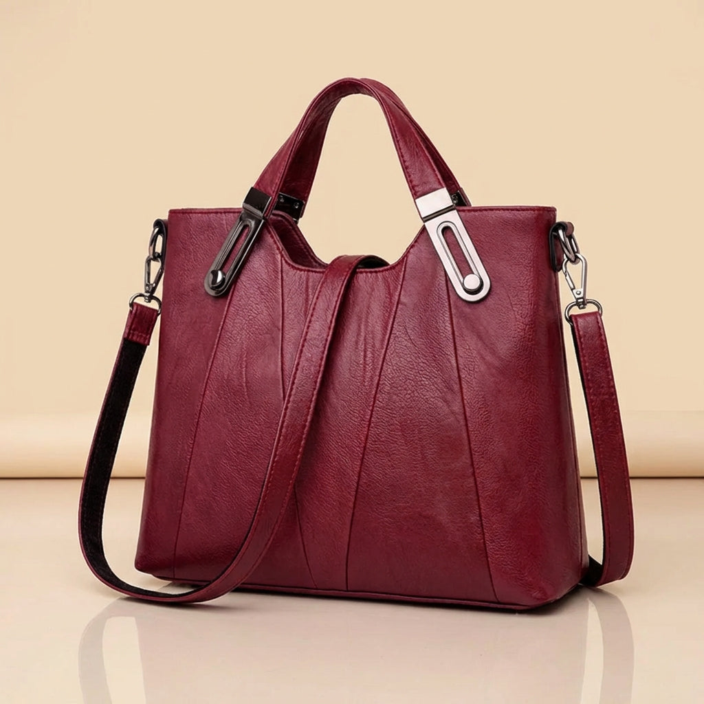 Bolso de cuero color siena