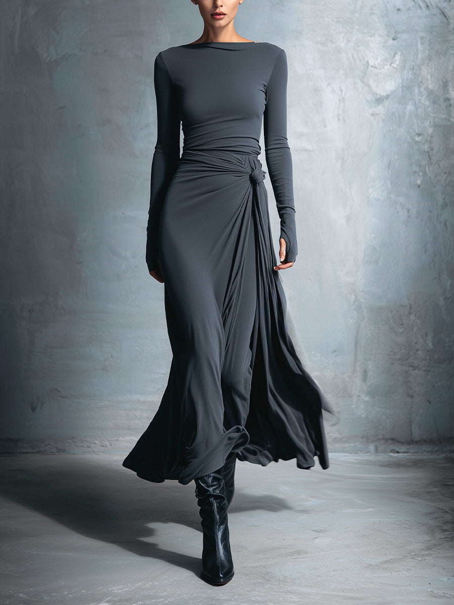 Naiara | Vestito lungo con nodo laterale