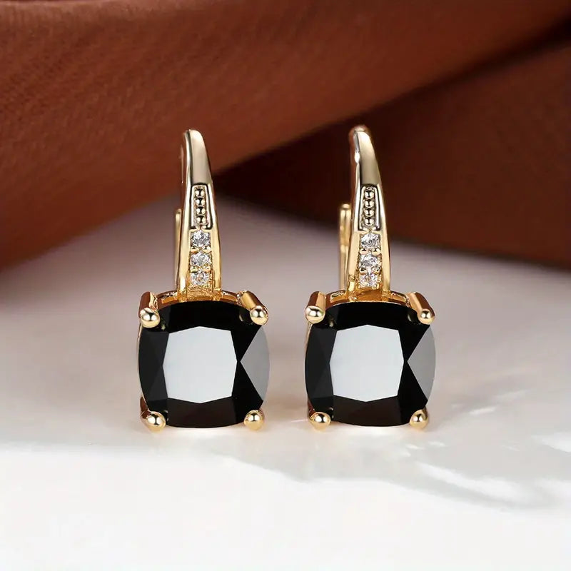 Pendientes de aro con piedra mística | Oro