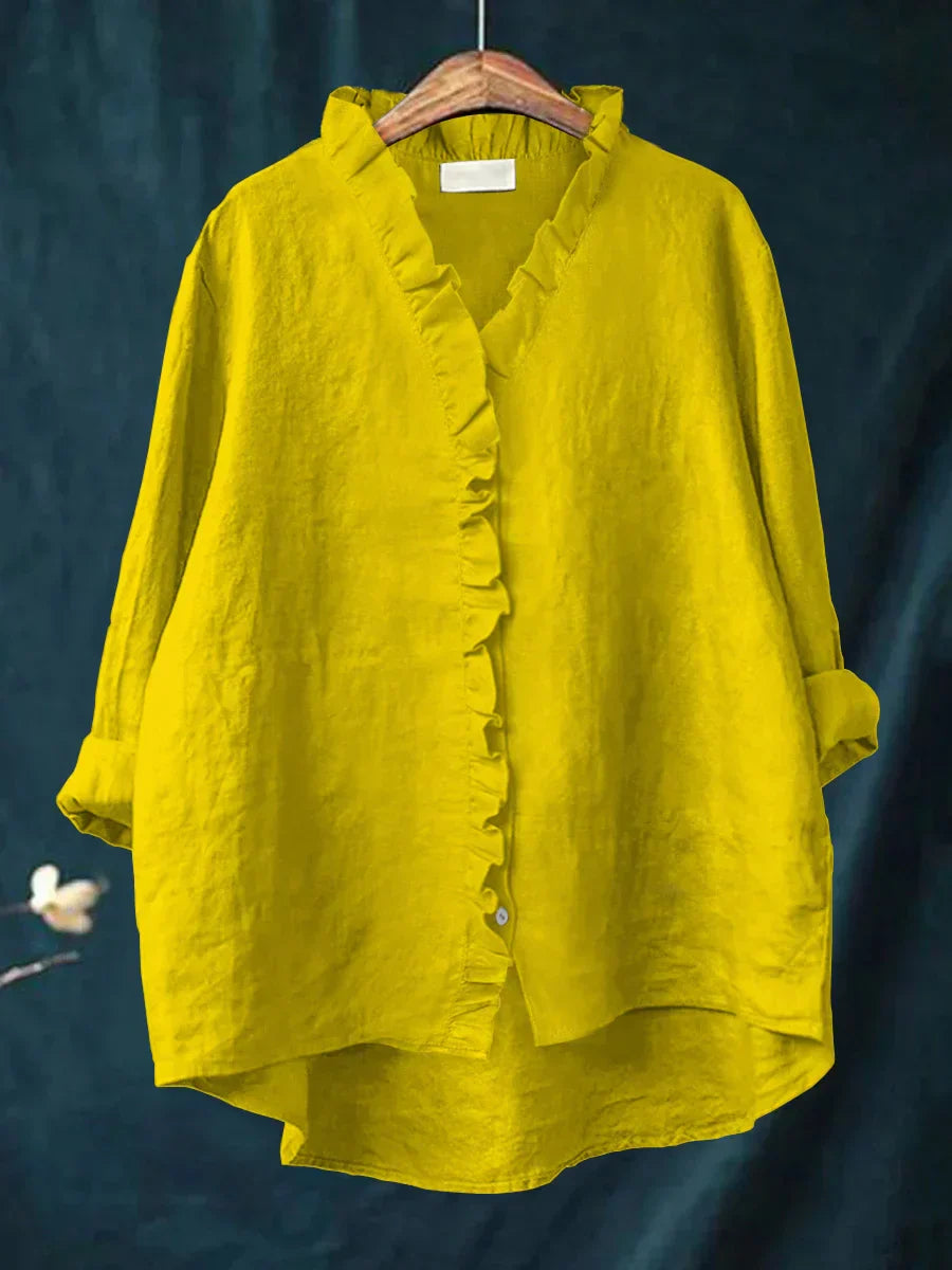 Lia | Blusa de lino y algodón con volantes