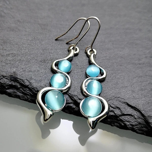 Pendientes colgantes de cristal azul