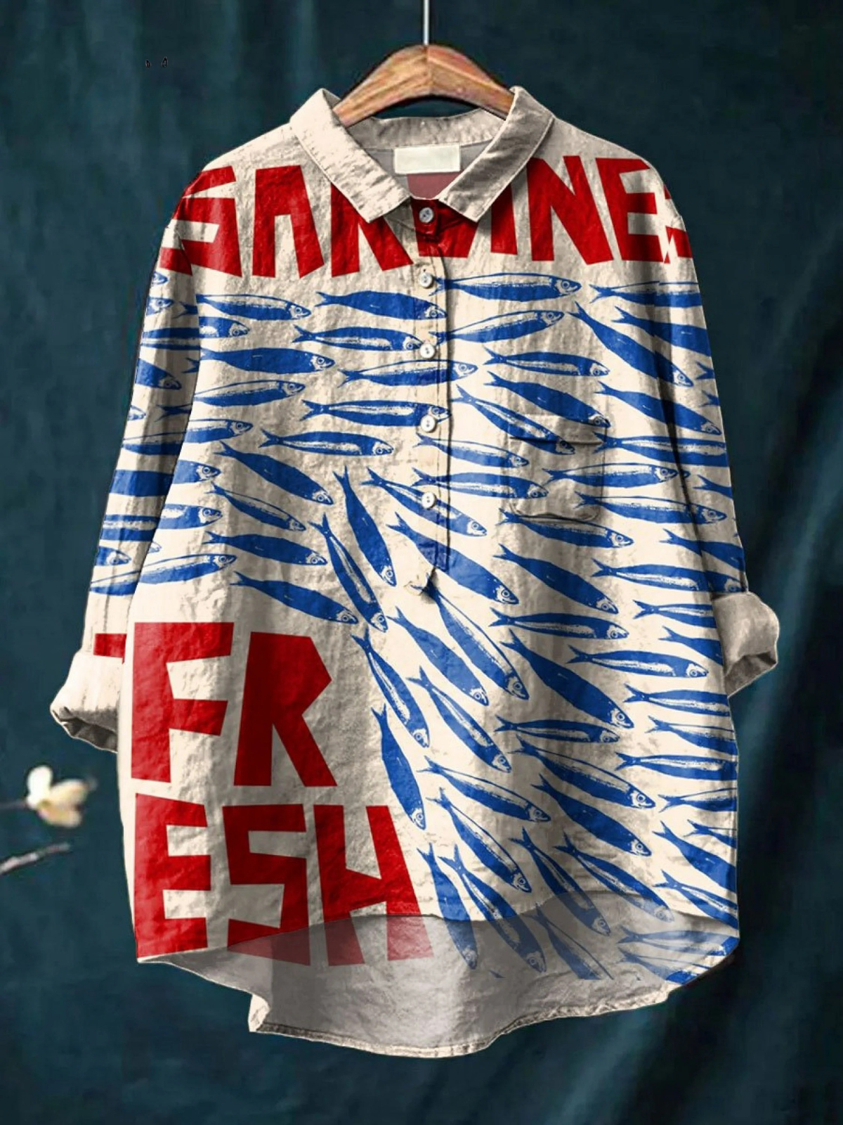 Isabela | Camiseta casual para mujer con estampado de arte de peces vintage