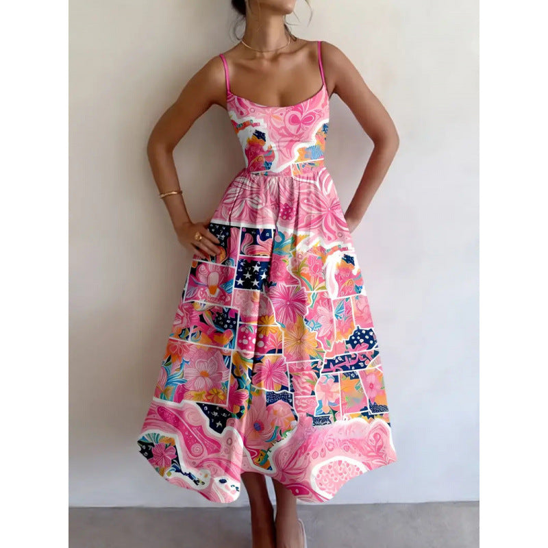 Rosa | Vestido Midi Jardín Rosa Empolvado