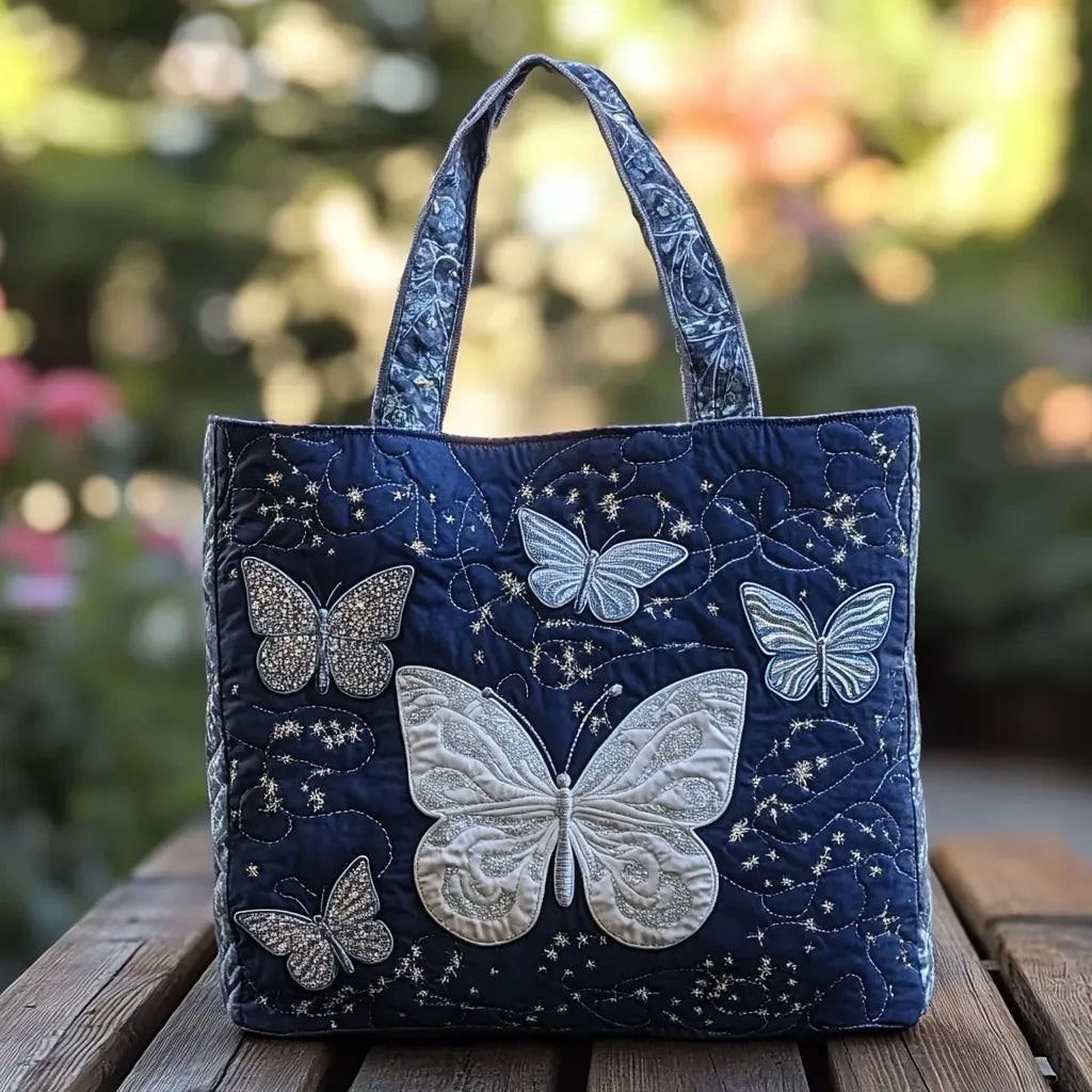 Bolso hecho a mano - mariposa plateada
