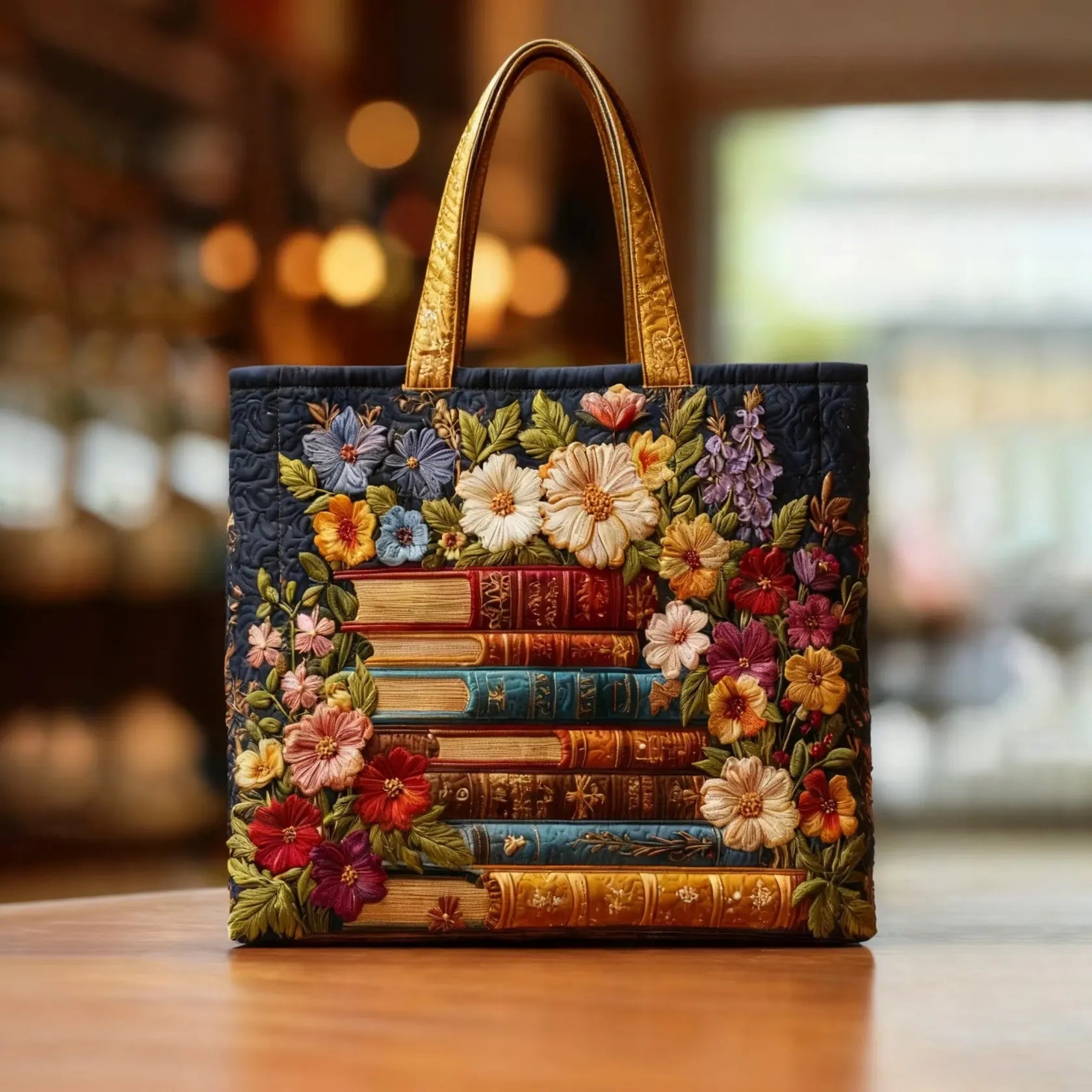 Bolso hecho a mano - Biblioteca de flores