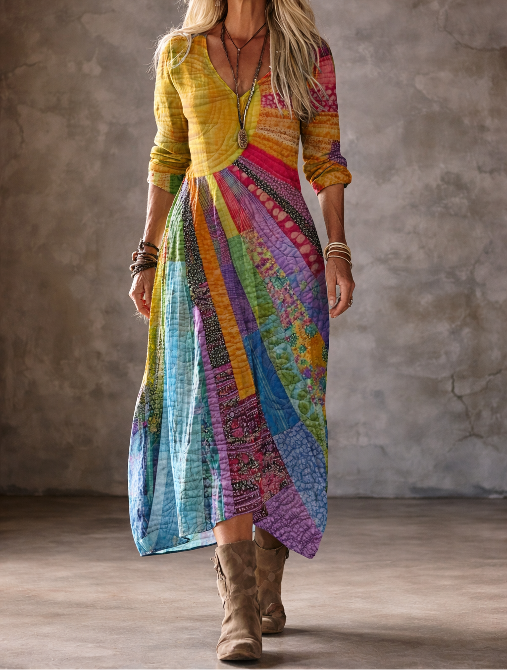 Luna | Vestito bohemiano con motivo estivo