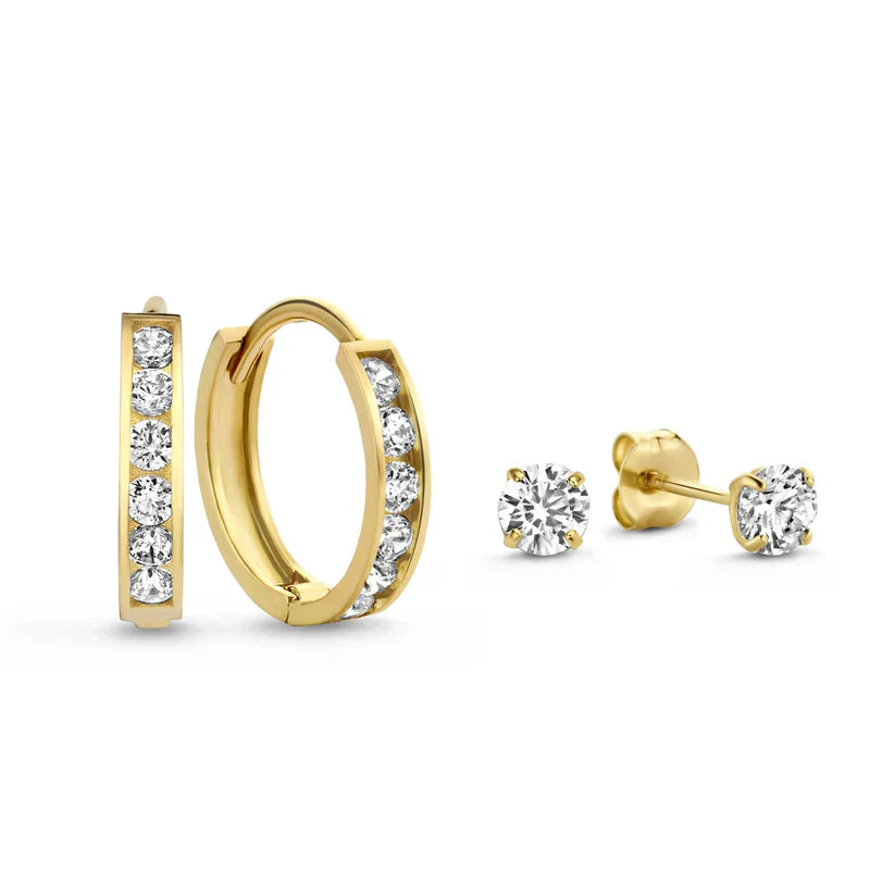 Conjunto de pendientes con piedras Dara Brillane | Oro