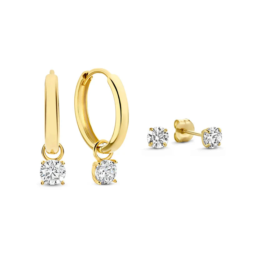 Conjunto de pendientes de piedra Larmes de Lune | Oro