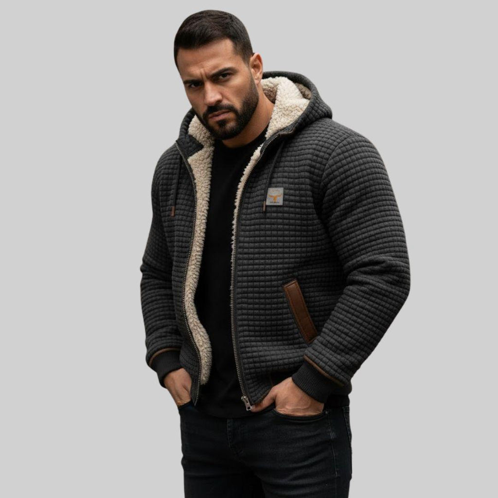 JULIAN | Chaqueta Texturizada Con Cuero Grabado