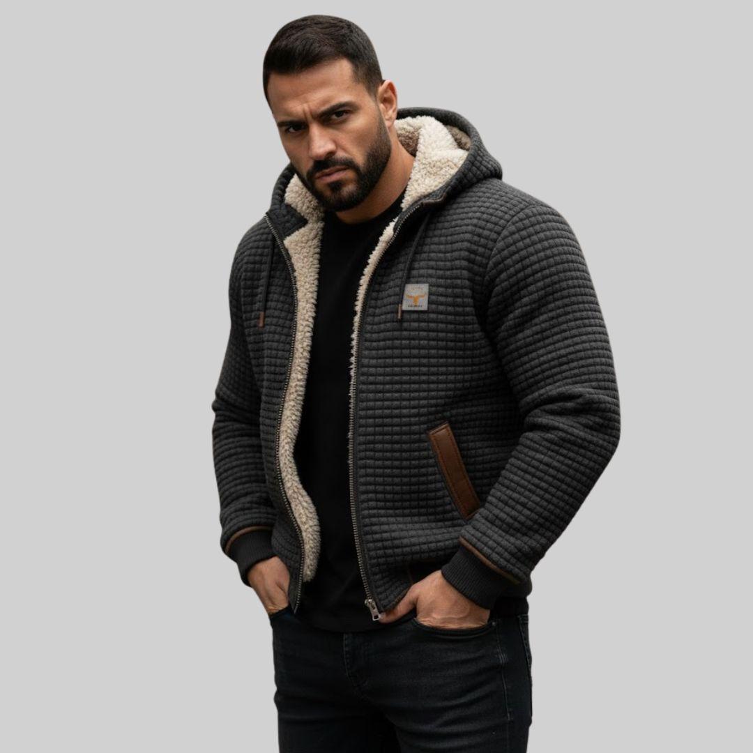 JULIAN | Chaqueta Texturizada Con Cuero Grabado