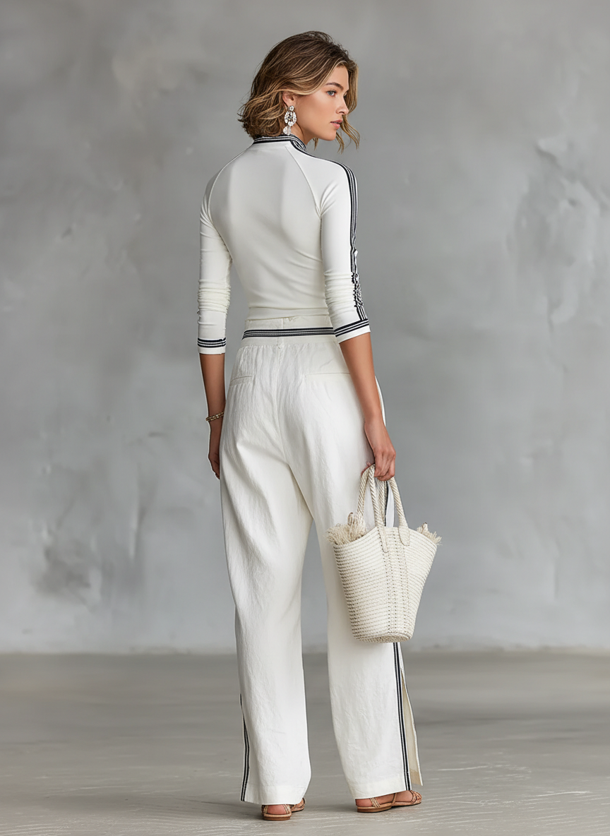 Conjunto deportivo, pantalón ancho con cordón