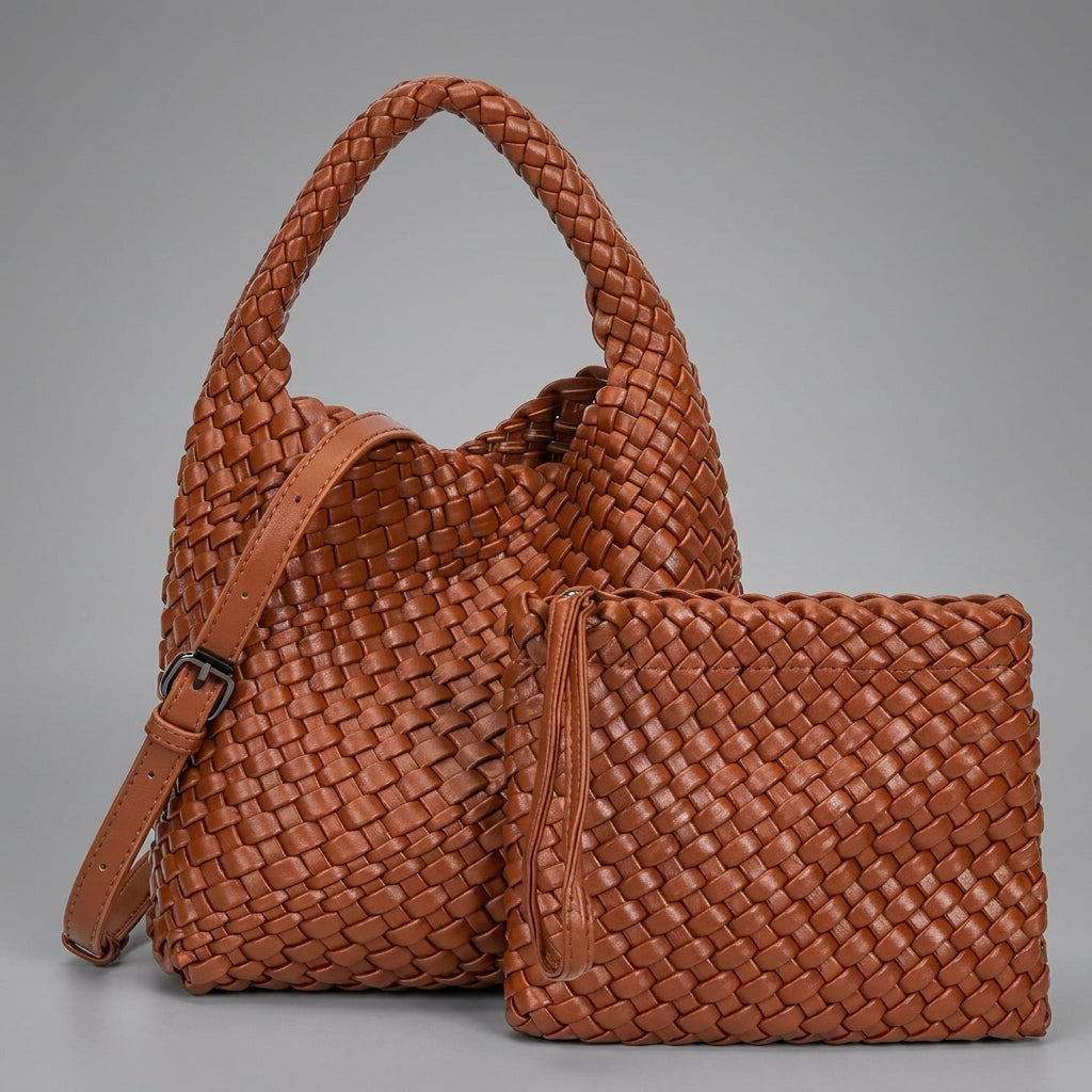 Mia Boutique | bolso trenzado con doble correa + monedero