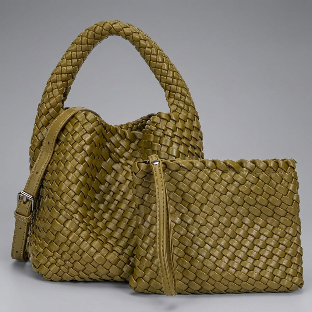Mia Boutique | bolso trenzado con doble correa + monedero