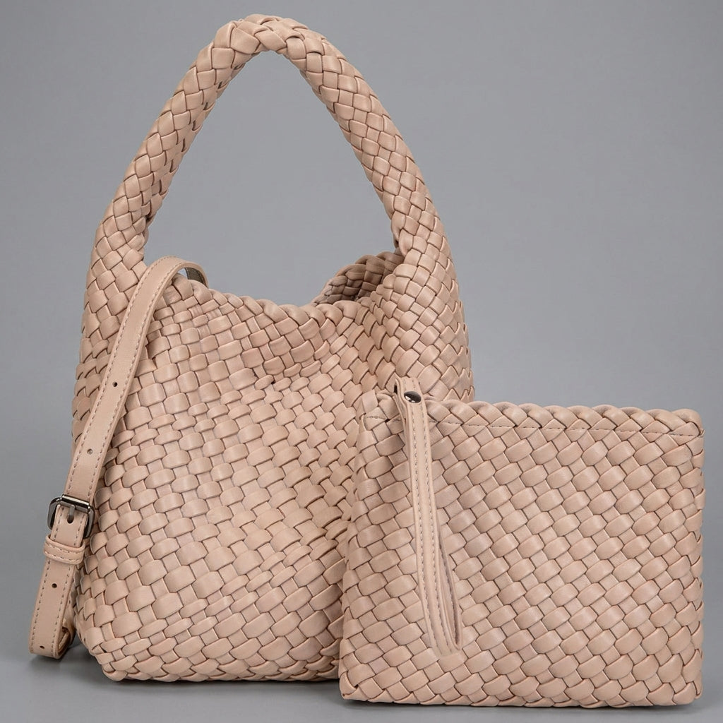 Mia Boutique | bolso trenzado con doble correa + monedero