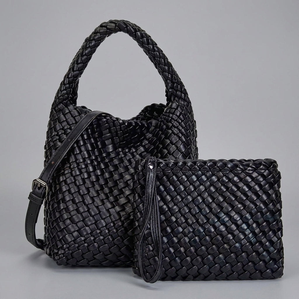 Mia Boutique | bolso trenzado con doble correa + monedero