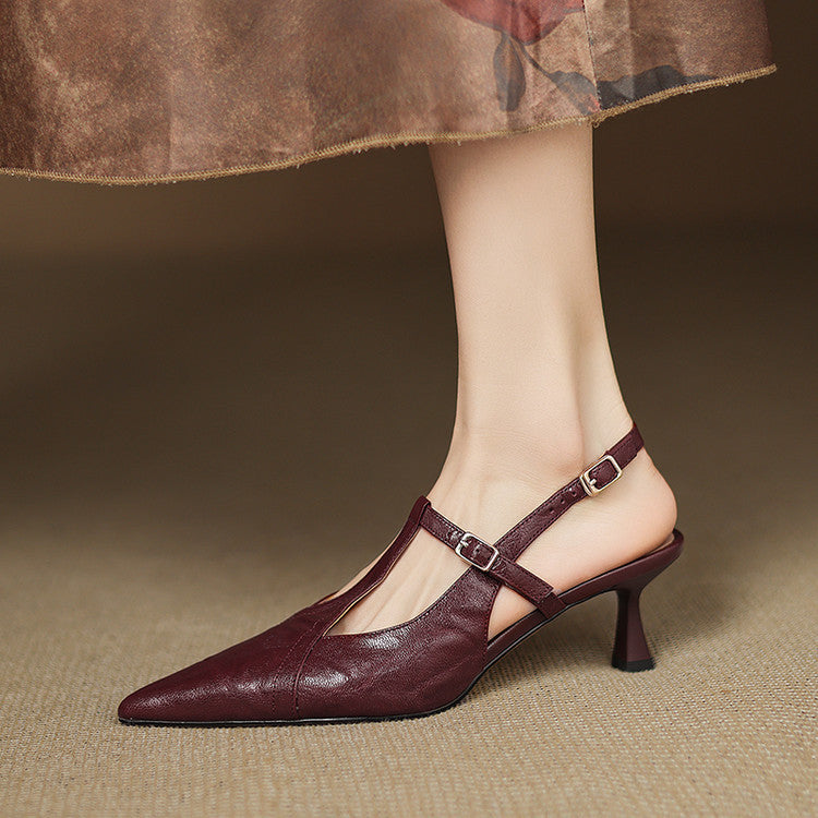 FRANCISCA | Zapatos Con Tacón Bajo De Cuero Auténtico