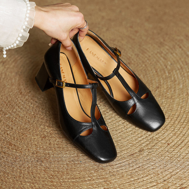 FELICIA | Zapatos Estilo Mary Jane Con Tacón Cuadrado