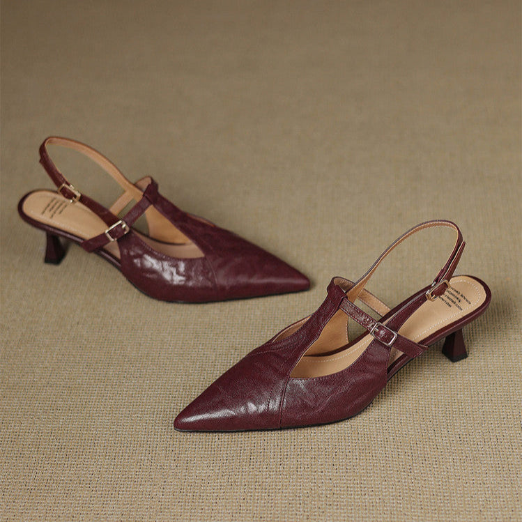 FRANCISCA | Zapatos Con Tacón Bajo De Cuero Auténtico