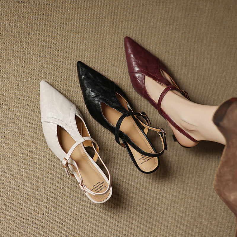 FRANCISCA | Zapatos Con Tacón Bajo De Cuero Auténtico