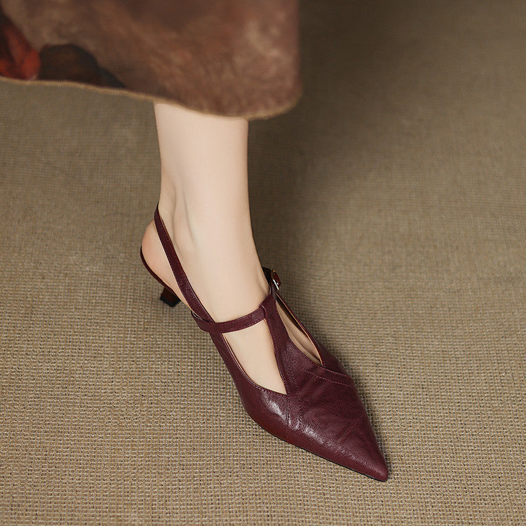 FRANCISCA | Zapatos Con Tacón Bajo De Cuero Auténtico