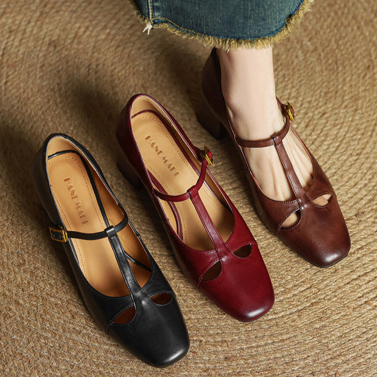 FELICIA | Zapatos Estilo Mary Jane Con Tacón Cuadrado